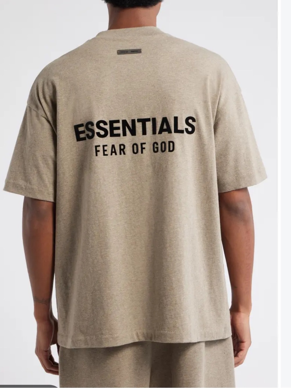 Essentials Fear of God Classic Fit Mens Crewneck Short Sleeve T Shirt. Taupe LG